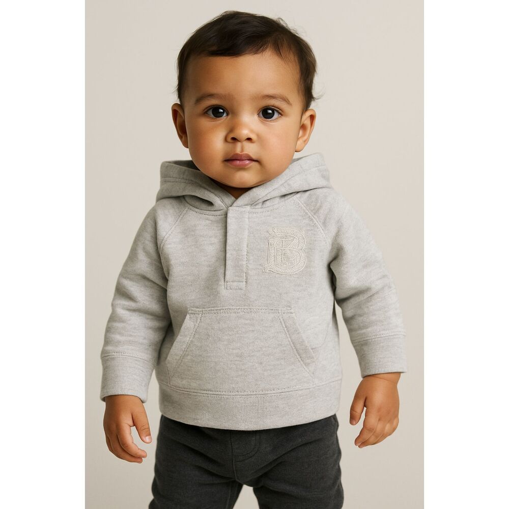 Burberry Baby Hooded Logo Sweatshirt Gray 12m